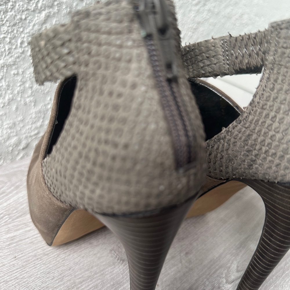 Jessica Simpson JS-Fionna Grey Leather Cutout Booties Heels Size 6.5M - Picture 6 of 14